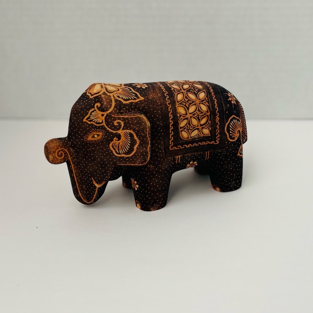 Handcrafted Elephant Figurine - Brown and Tan